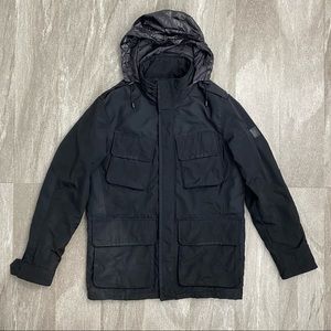 TUMI  T-Tech black hooded jacket coat